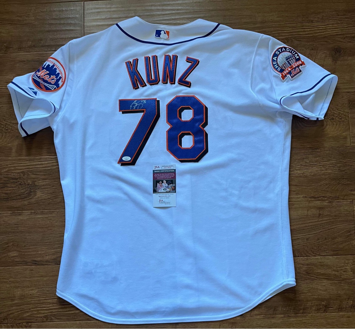 Eddie Kunz Autographed New York Mets 2008 Game Used Final Season Shea  Stadium Jersey JSA - Got Memorabilia