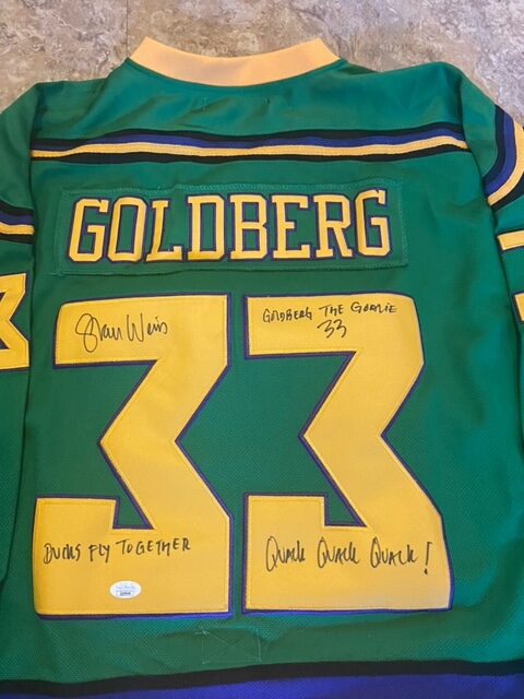Shaun Weiss Autographed Goldberg Mighty Ducks Movie Jersey JSA COA