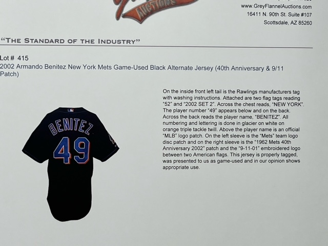 Armando Benítez Game Used 2002 9/11 New York Mets Jersey - Got Memorabilia