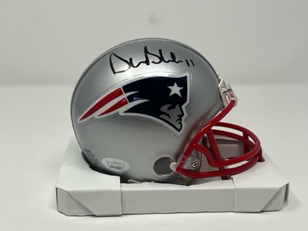 Drew Bledsoe Autographed New England Patriots Mini Helmet JSA