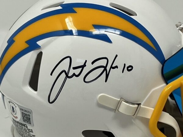 Justin Herbert Autographed Los Angeles Chargers Speed Mini Helmet With Visor Beckett - Image 2