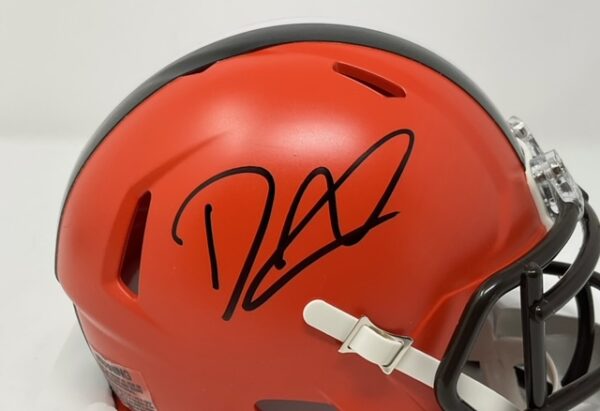 David Njoku Autographed Cleveland Browns Mini Speed Helmet JSA COA - Image 2