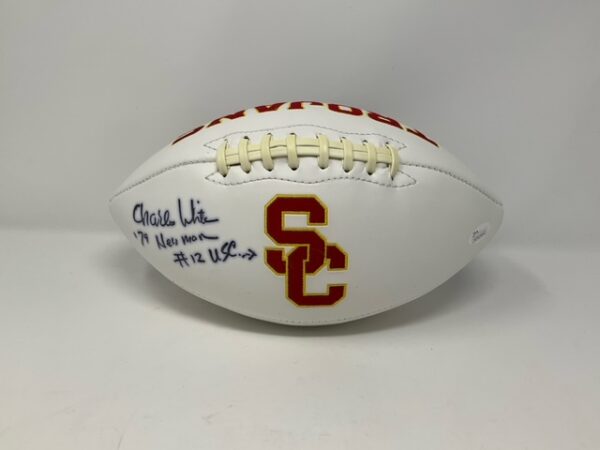 Charles White Autographed USC Trojans White Panel Football JSA COA