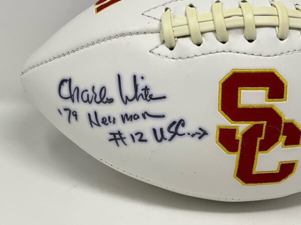 Charles White Autographed USC Trojans White Panel Football JSA COA - Image 2