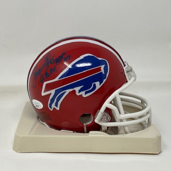 Thurman Thomas & Andre Reed Autographed Buffalo Bills Throwback Mini Helmet JSA COA