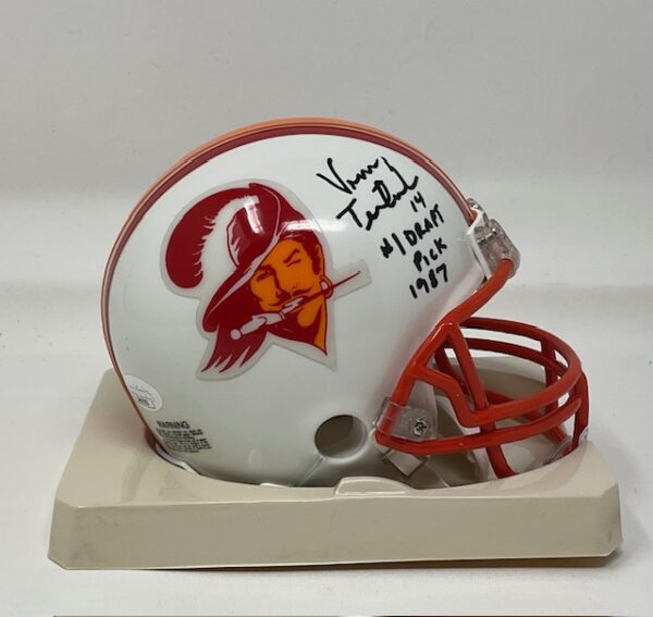 Vinny Testaverde Autographed Tampa Bay Buccaneers #1 Draft Pick Throwback Mini Helmet JSA COA