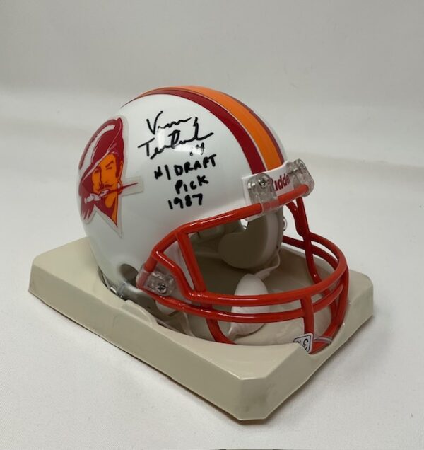 Vinny Testaverde Autographed Tampa Bay Buccaneers #1 Draft Pick Throwback Mini Helmet JSA COA - Image 3