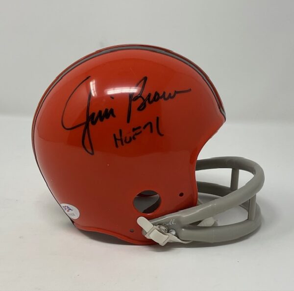 Jim Brown Autographed Cleveland Browns Mini Throwback Helmet PSA