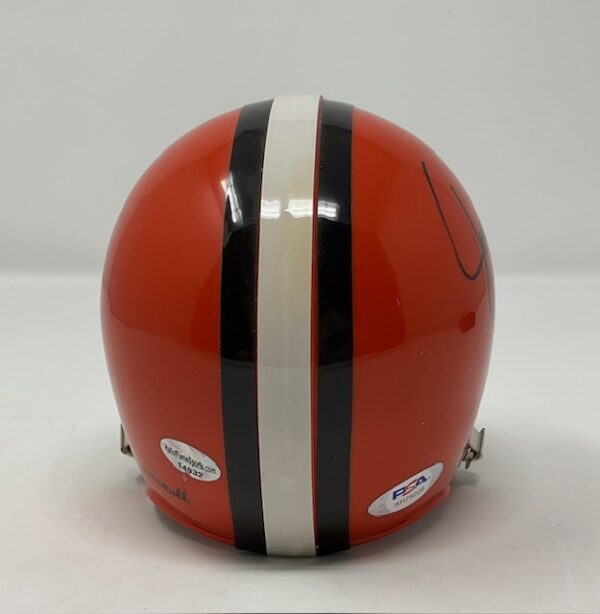 Jim Brown Autographed Cleveland Browns Mini Throwback Helmet PSA - Image 4