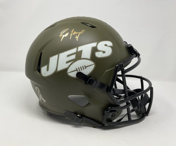 Brett Favre Autographed New York Jets Full Size Salute to Service Helmet RADTKE