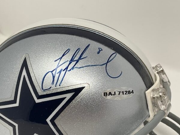 Troy Aikman Autographed Dallas Cowboys Mini Helmet Upper Deck - Image 2