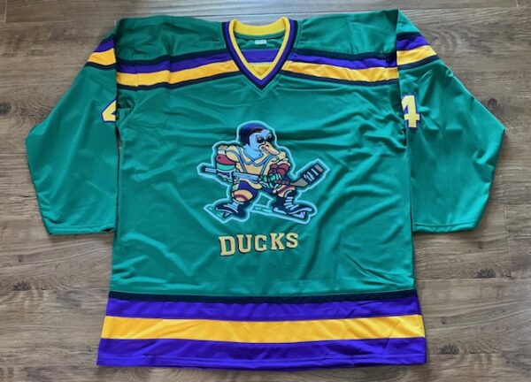 Matthew Doherty Autographed Les Averman The Mighty Ducks Movie Style Jersey JSA - Image 3