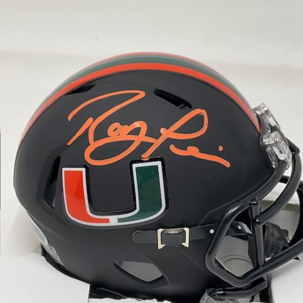 Ray Lewis Autographed Miami Hurricanes Riddell Mini Speed Helmet Beckett COA - Image 2