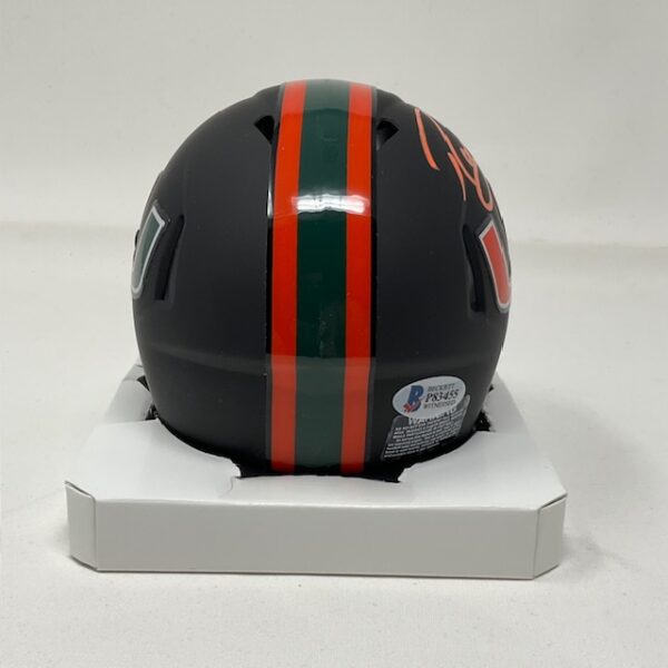 Ray Lewis Autographed Miami Hurricanes Riddell Mini Speed Helmet Beckett COA - Image 4