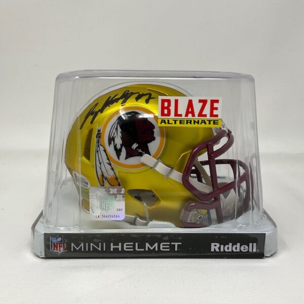 Dwayne Haskins Autographed Washington Redskins BLAZE Mini Helmet Beckett COA - Image 2