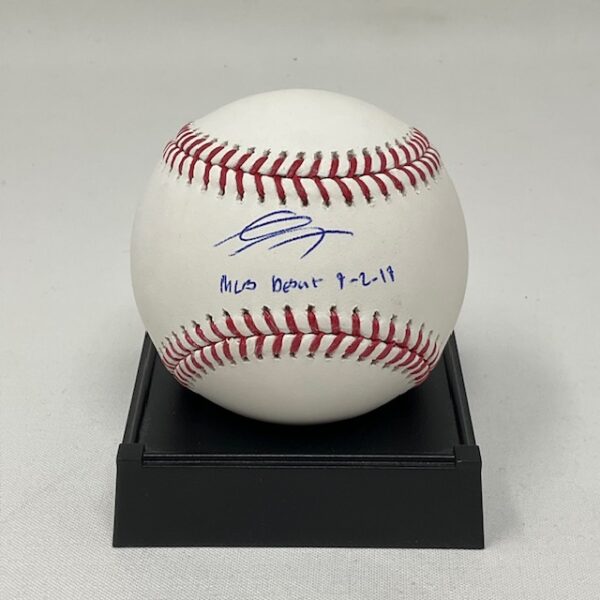 Gavin Lux Autographed Cincinnati Reds MLB Debut ROML Baseball Fanatics