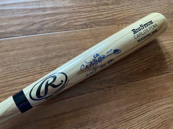 Carlos Pena Autographed Tampa Bay Devil Rays 46 HR Big Stick Professional Model Bat JSA COA