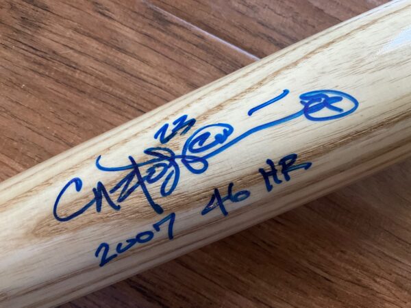 Carlos Pena Autographed Tampa Bay Devil Rays 46 HR Big Stick Professional Model Bat JSA COA - Image 2