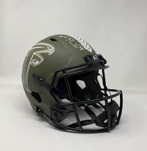Michael Penix Jr. Autographed Atlanta Falcons Full Size Salute to Service Speed Helmet Beckett - Image 3