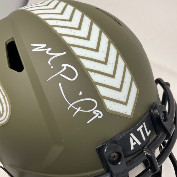Michael Penix Jr. Autographed Atlanta Falcons Full Size Salute to Service Speed Helmet Beckett - Image 2