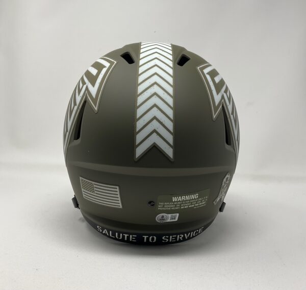 Michael Penix Jr. Autographed Atlanta Falcons Full Size Salute to Service Speed Helmet Beckett - Image 6