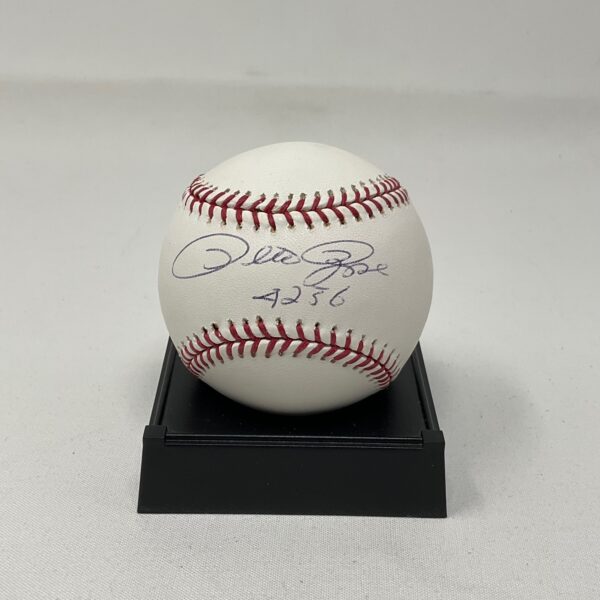 Pete Rose Autographed Cincinnati Reds 4256 Hits ONL Baseball PSA/DNA