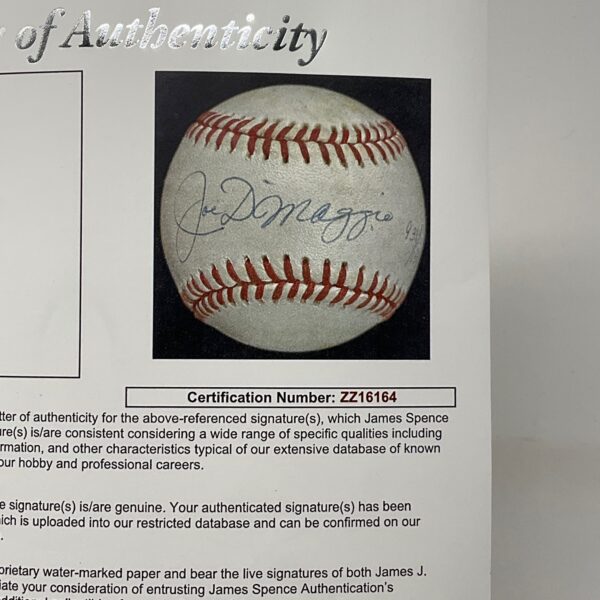 Joe DiMaggio Autographed New York Yankees 938/1941 Limited Edition OAL Baseball JSA LOA - Image 9
