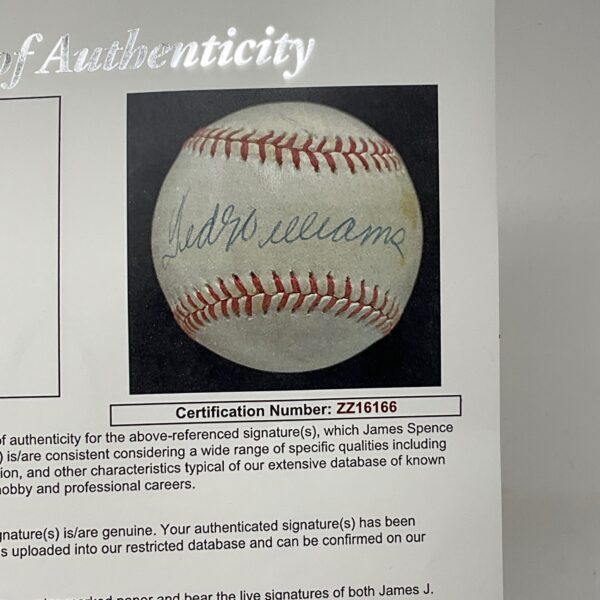Ted Williams Autographed Boston Red Sox OAL Baseball JSA LOA - Image 9