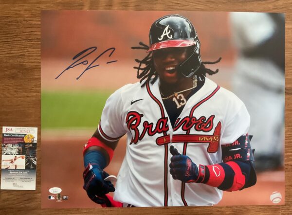 Ronald Acuna Autographed Atlanta Braves 16X20 Photo JSA COA
