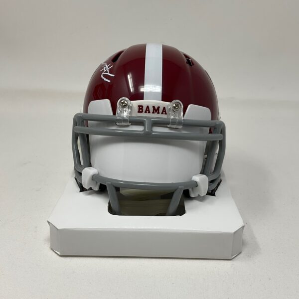 DeVonta Smith Autographed Alabama Crimson Tide Mini College Speed Helmet With Visor Beckett COA - Image 5