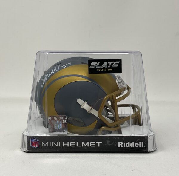 Kyren Williams Autographed Los Angeles Rams SLATE Mini Helmet Beckett