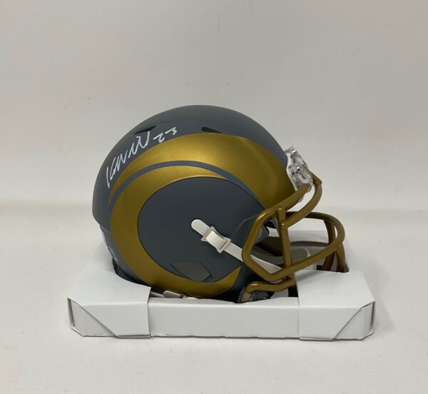 Kyren Williams Autographed Los Angeles Rams SLATE Mini Helmet Beckett - Image 2