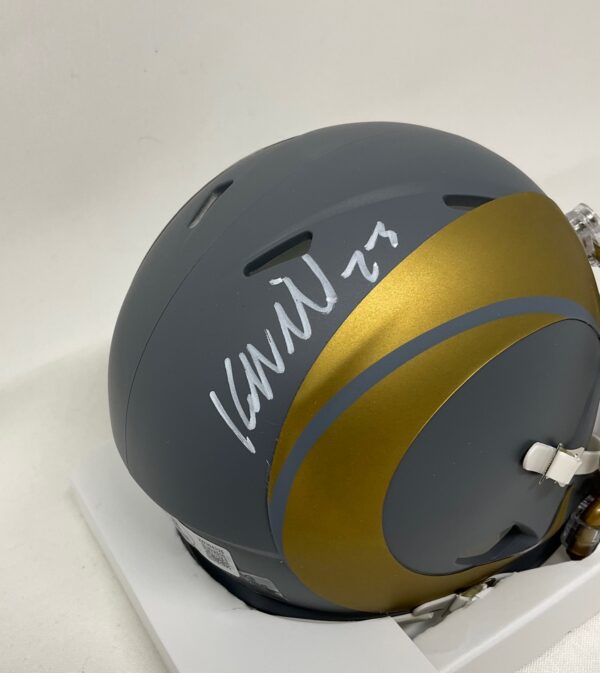 Kyren Williams Autographed Los Angeles Rams SLATE Mini Helmet Beckett - Image 3