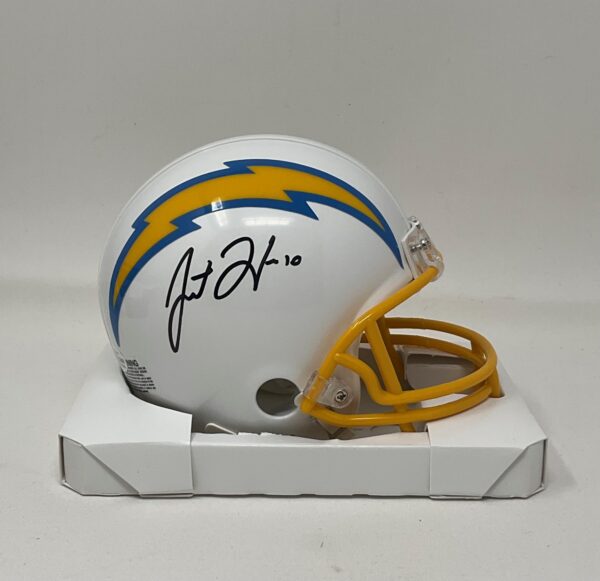 Justin Herbert Autographed Los Angeles Chargers Mini Helmet Beckett COA - Image 2