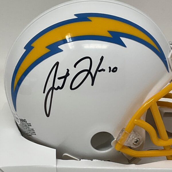 Justin Herbert Autographed Los Angeles Chargers Mini Helmet Beckett COA - Image 3