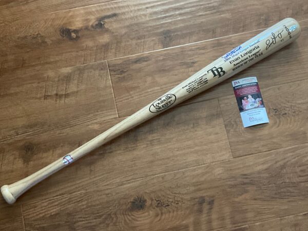 Evan Longoria Autographed Tampa Bay Rays Louisville Slugger 2008 ROY Commemorative Baseball Bat JSA COA