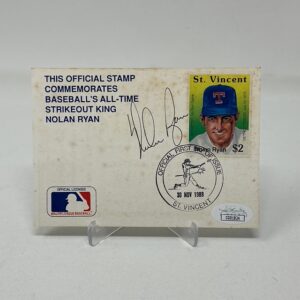 Nolan Ryan Autographed Texas Rangers Official Stamp Postcard JSA COA