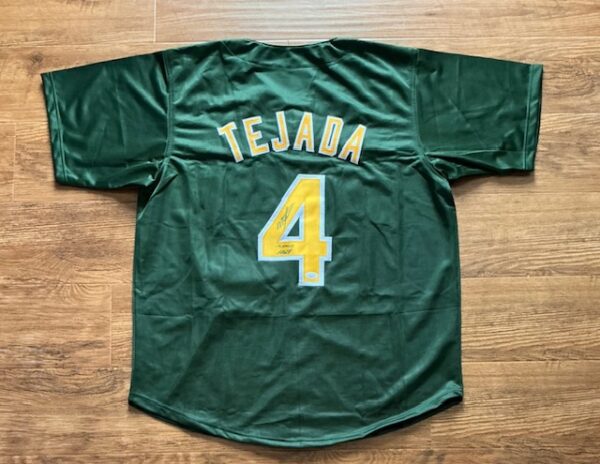 Miguel Tejada Autographed Oakland Athletics 2002 MVP Pro Style Jersey JSA