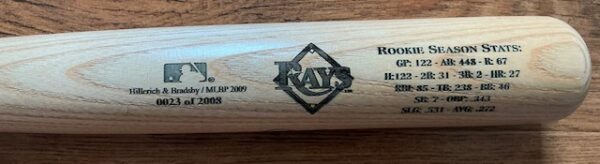 Evan Longoria Autographed Tampa Bay Rays Louisville Slugger 2008 ROY Commemorative Baseball Bat JSA COA - Image 5