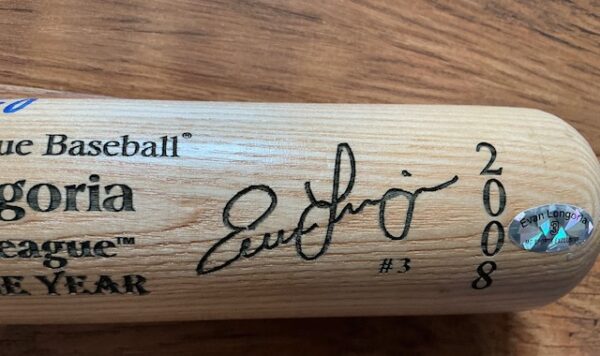 Evan Longoria Autographed Tampa Bay Rays Louisville Slugger 2008 ROY Commemorative Baseball Bat JSA COA - Image 6
