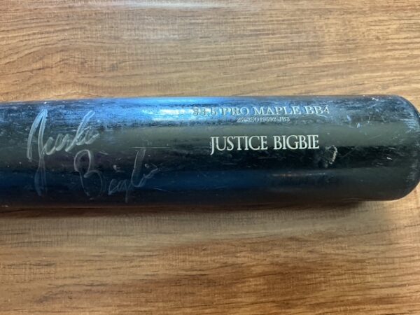 Justice Bigbie Autographed Detroit Tigers Prospect 2025 Game Used Cracked Bat - Image 3