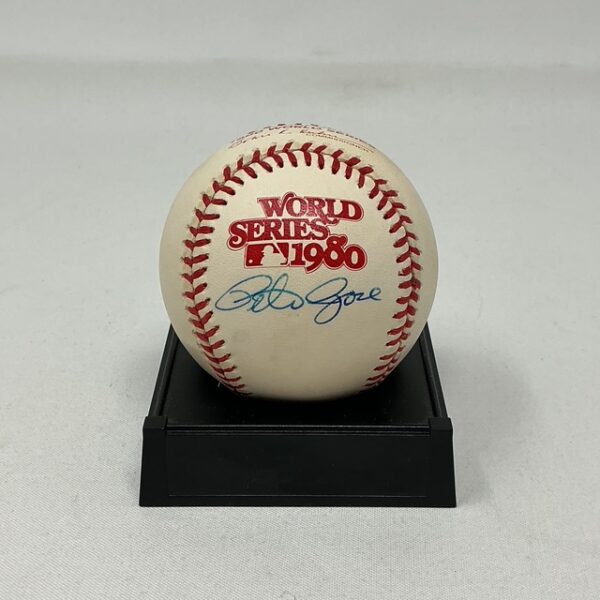 Pete Rose Autographed Cincinnati Reds 1980 World Series Baseball JSA COA