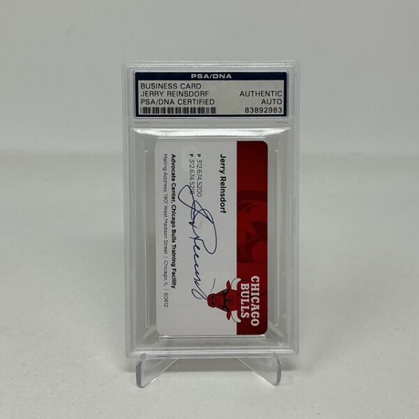 Jerry Reinsdorf Autographed Chicago Bulls Owner Business Card PSA Slabbed