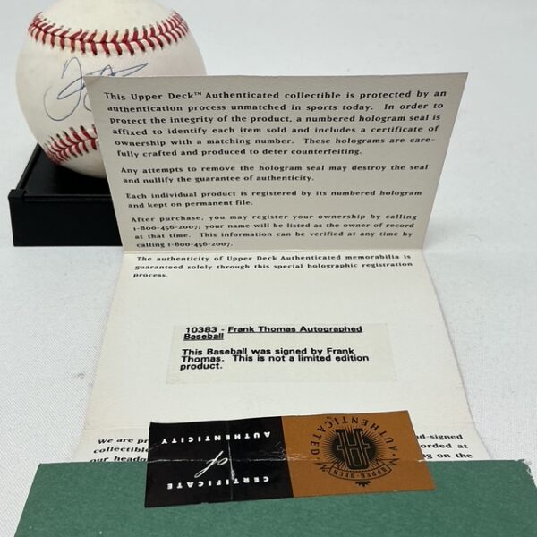 Frank Thomas Autographed Chicago White Sox OAL Baseball Upper Deck COA - Image 5