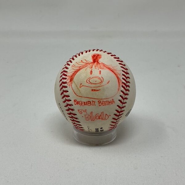 Bill Gallo Autographed New York Daily News Basement Bertha Drawing ONL Baseball JSA