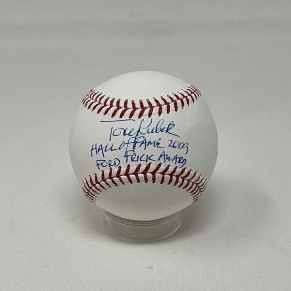 Tony Kubek Autographed New York Yankees Broadcaster Ford Frick Award ROML Baseball Leaf COA