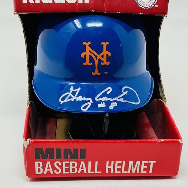 Gary Carter Autographed New York Mets Mini Batting Helmet Beckett - Image 3