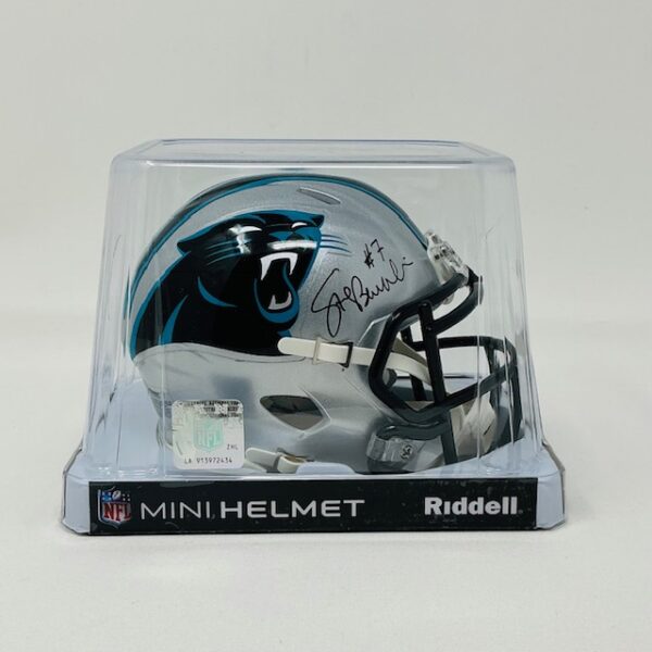 Steve Beuerlein Autographed Carolina Panthers Mini Speed Helmet Schwartz COA