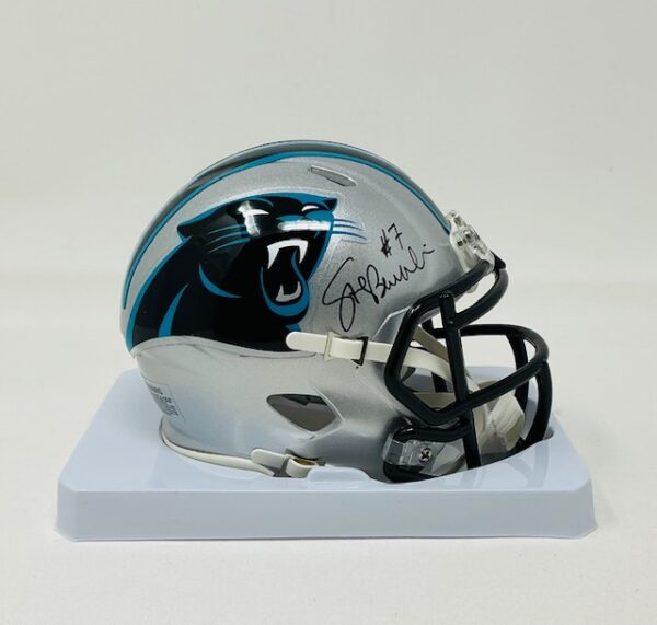 Steve Beuerlein Autographed Carolina Panthers Mini Speed Helmet Schwartz COA - Image 2