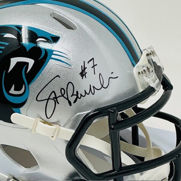 Steve Beuerlein Autographed Carolina Panthers Mini Speed Helmet Schwartz COA - Image 3